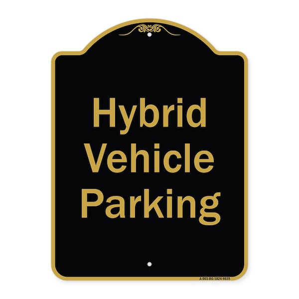Signmission Designer Series-Hybrid Vehicle Parking Black & Gold Heavy-Gauge Aluminum, 24" x 18", BG-1824-9835 A-DES-BG-1824-9835 - main